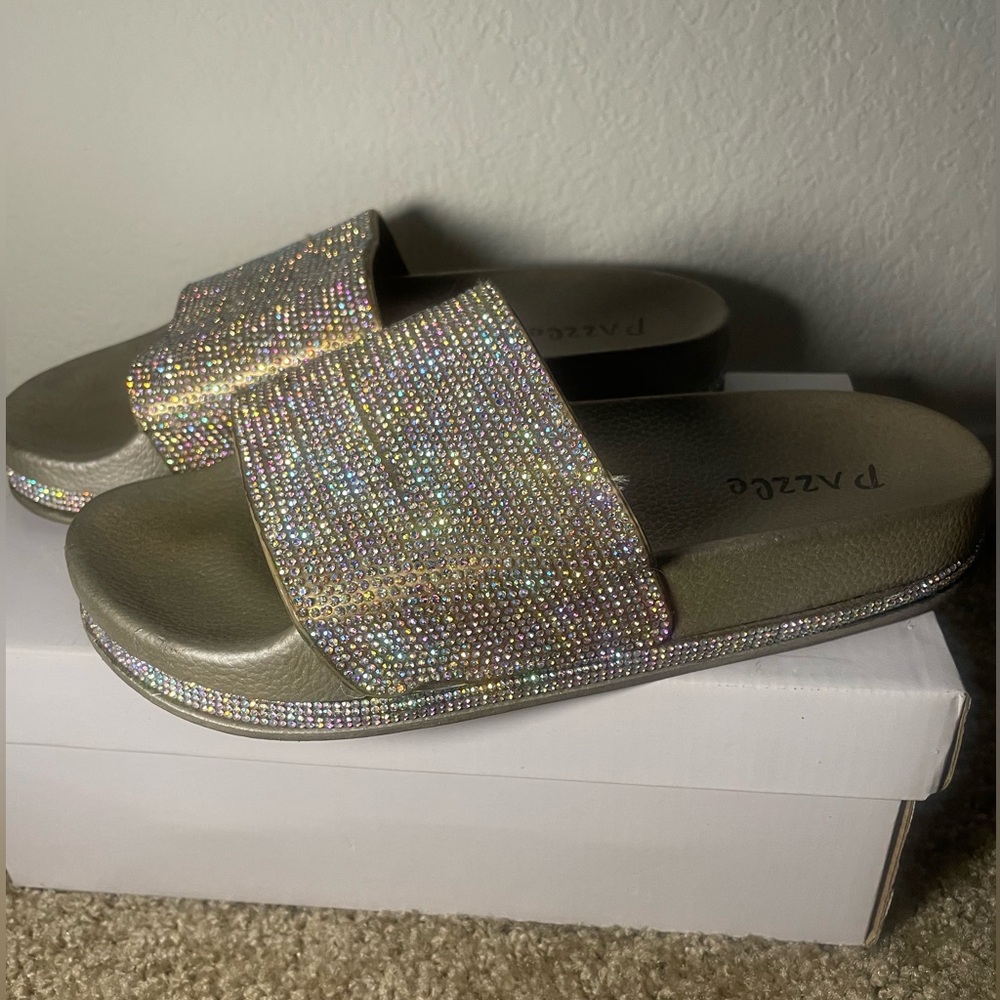 Rhinestone Platform Slides